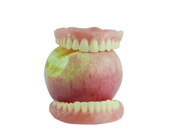 Dentatura mangiare mela — Foto Stock