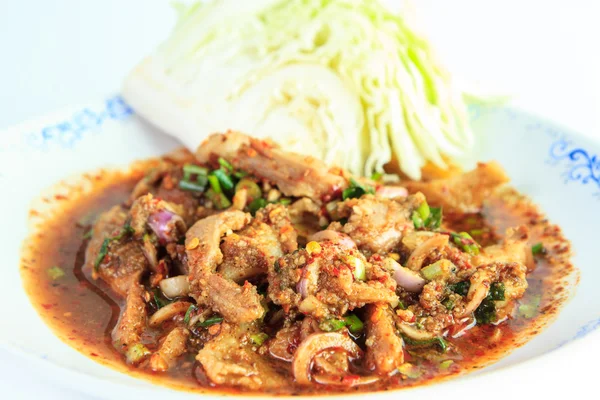 Spicy Thai pork Salad or Nam-Tok — Stock Photo, Image