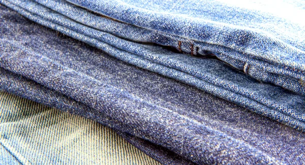 Texture different of three blue jeans — Stock Photo, Image