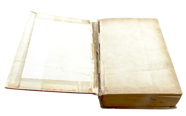 Abrir livro velho isolado em branco — Fotografia de Stock