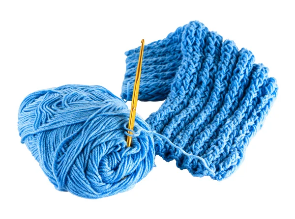 Фрагмент синьої в'язальної тканини — стокове фото