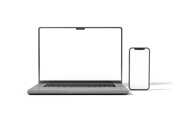 En son nesil dizüstü bilgisayar ve akıllı telefon arkaplandan boş ekranla izole edildi