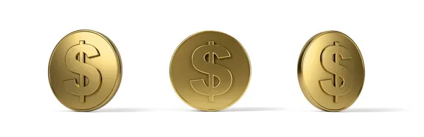 Set Gold Coins Dollar Sign Isolated White Background — Stock Photo, Image