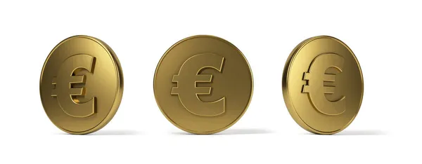 Arany Érmék Eurofelirattal Fehér Alapon Elkülönítve — Stock Fotó