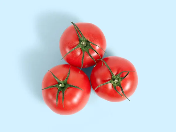 Trois Tomates Fraîches Vue Dessus Isolé Arrière Plan — Photo