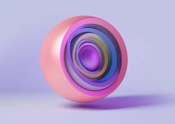 彩色嵌套球 3D渲染 — 图库照片