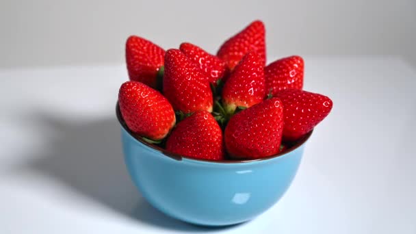 Fresh Strawberries Bowl Isolated Background — Video Stock