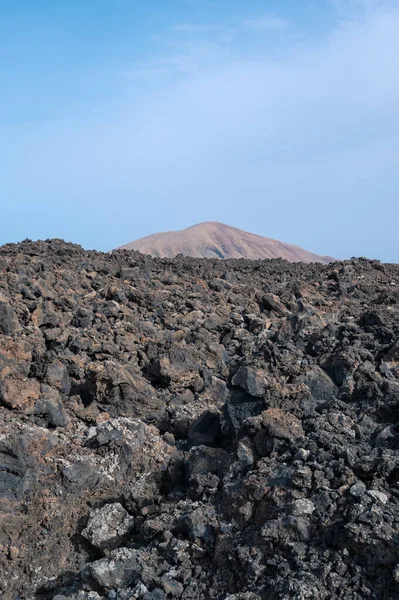 Vulcão Caldera Blanca Visto Lava Timanfaya Ilhas Canárias Lanzarote Espanha — Fotografia de Stock