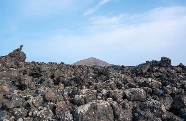 Vulkan Caldera Blanca Von Der Lava Aus Gesehen Timanfaya Kanarische — Stockfoto