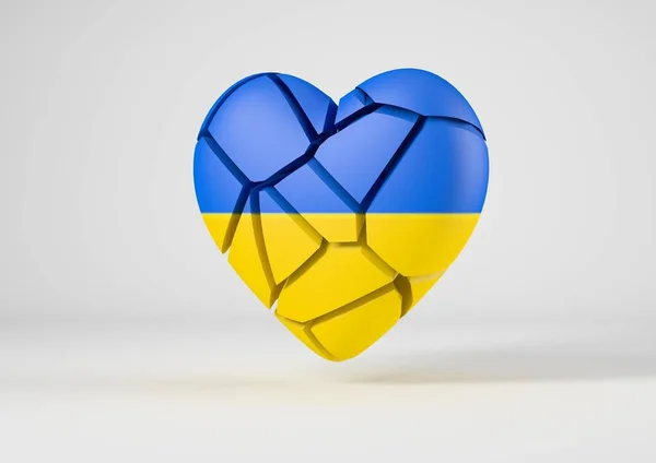 Zlomené Srdce Vlajkovými Barvami Ukrajiny Války — Stock fotografie