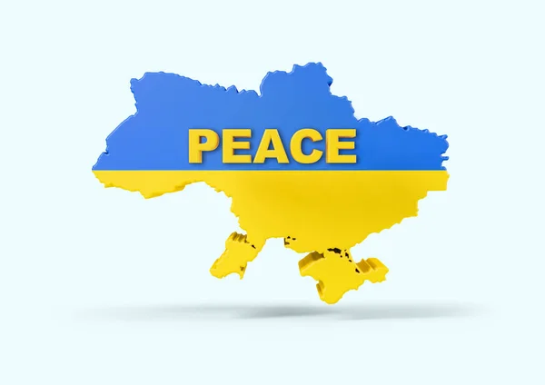Mapa Ukrajiny Barvami Vlajky Slovem Mír — Stock fotografie