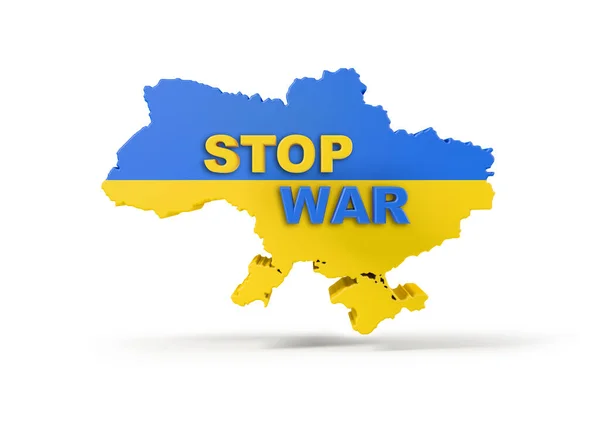 Mapa Ukrajiny Barvami Vlajky Slovy Stop War — Stock fotografie