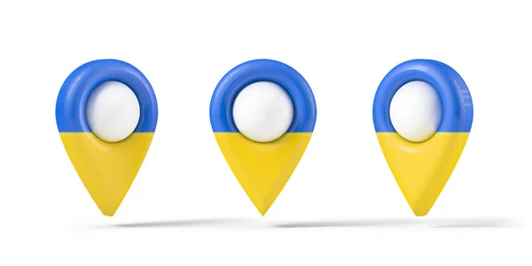 Mapa Punkt Ukraińskiej Flagi Kolory Lokalizacja Pin — Zdjęcie stockowe
