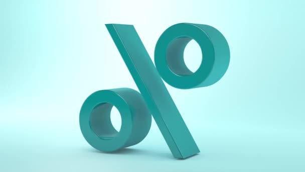 Percent Sign Isolated Background Rotating Blue Background — Stock Video