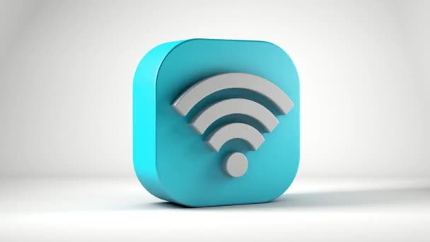 Icona Wifi Blu Isolato Sfondo Bianco Illustrazione — Video Stock