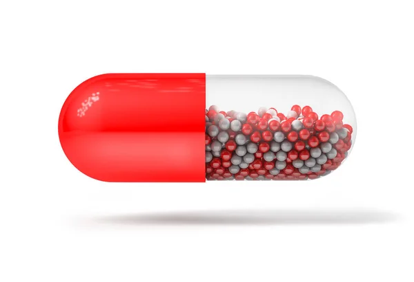 Cápsula Vermelha Pílula Drogas Isoladas Fundo Branco Conceito Médico — Fotografia de Stock