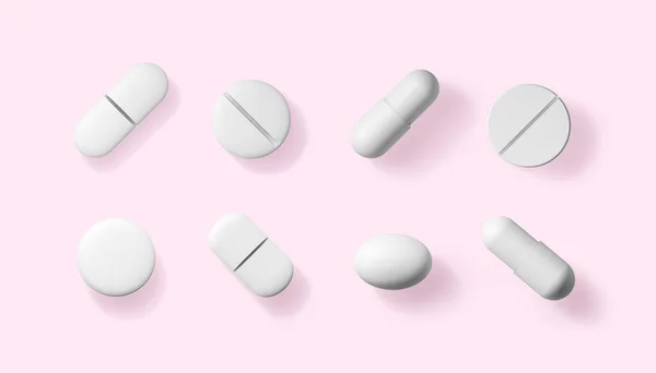 Varietà Pillole Medicinali Isolate Dallo Sfondo — Foto Stock