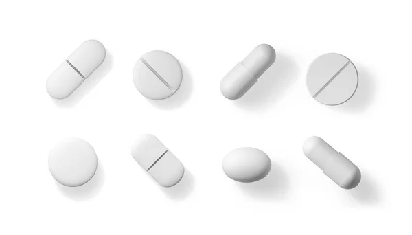 Variedade Pílulas Medicina Isoladas Fundo — Fotografia de Stock