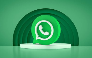 Podyumda WhatsApp simgesi. 3d oluşturma