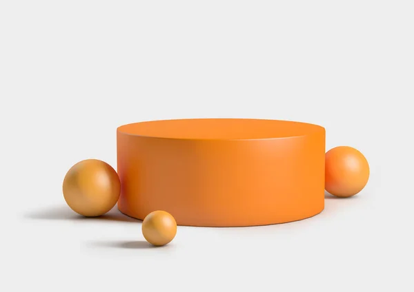 Podio Con Esferas Naranjas Aisladas Del Fondo —  Fotos de Stock