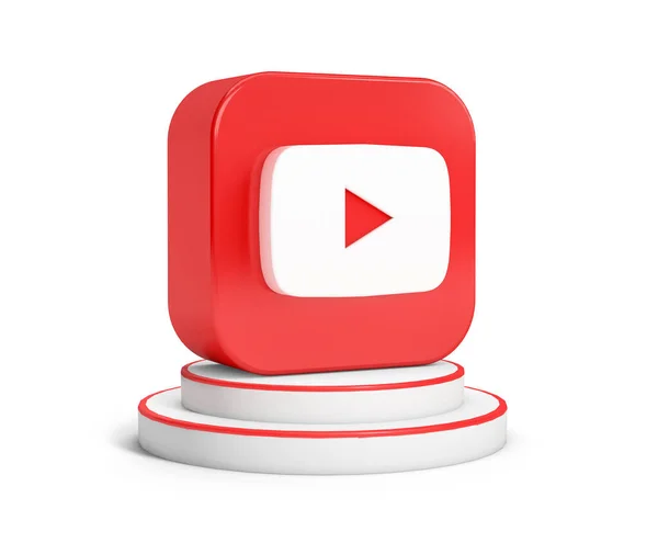 Logo Youtube Sur Podium Isolé Sur Fond Blanc — Photo