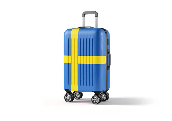 Валіза Подорожей Прапором Швеції — стокове фото