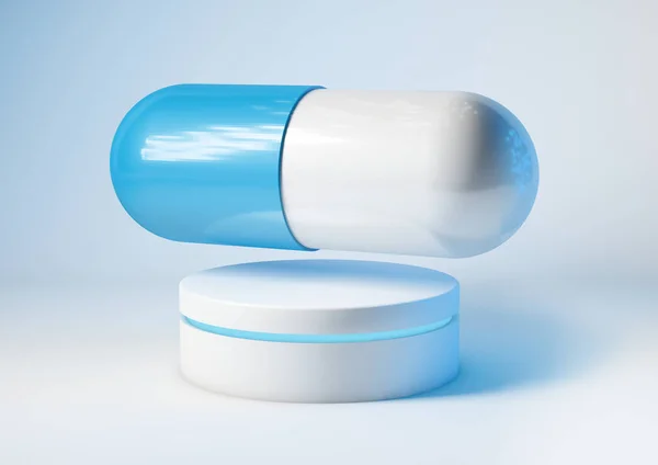 Medicine Capsule Podium Rendering — Φωτογραφία Αρχείου