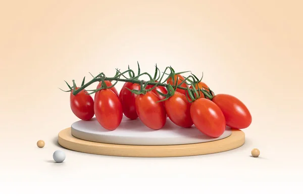 Tomato Branch Plate Isolated Background — Photo