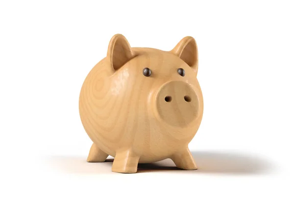Wooden Piggy Bank Isolated Background — Stock Photo, Image