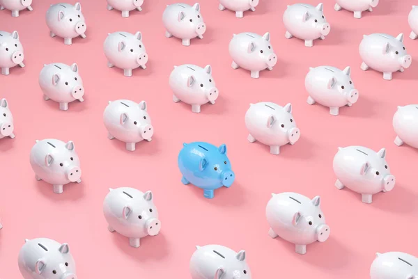 White Piggy Bank Patterns Pink Background Concept Saving Break Pattern — Stock Photo, Image