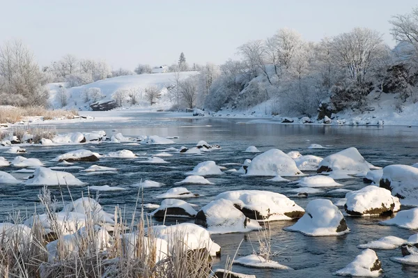 Winter landscape on the river — Stock Photo, Image