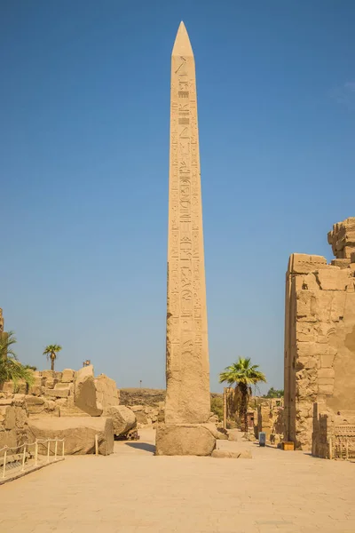 Anscient Temple Karnak Luxor Ruined Thebes Egypt Inglés Obelisco Sagrado — Foto de Stock