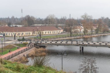 VYBORG, RUSSIA - 31 Ekim 2021: Eski Kale Köprüsü