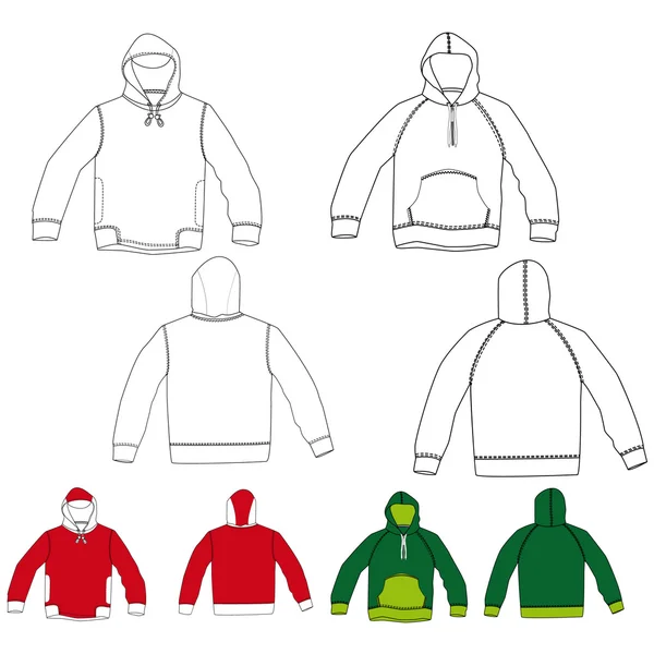 Conjunto de camisas con capucha — Vector de stock