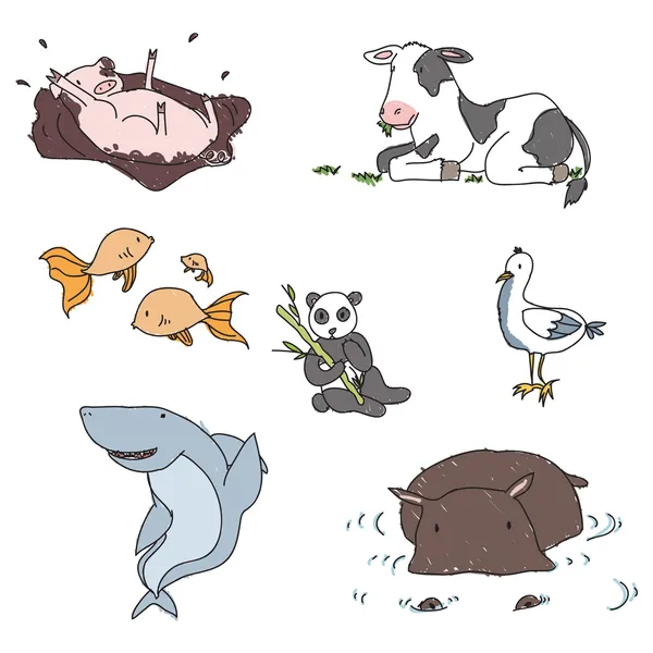 Animales dibujados a mano — Vector de stock