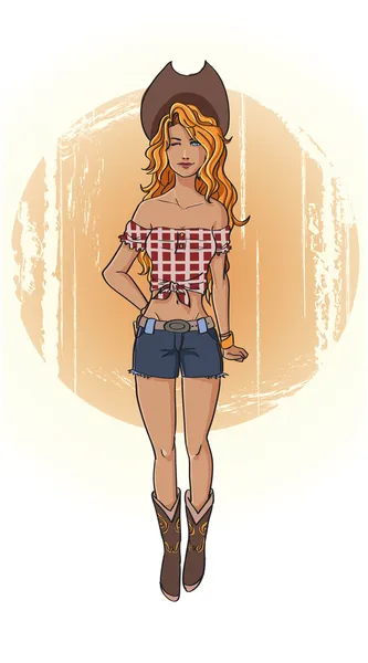 Pin up style cowgirl — Stock Vector