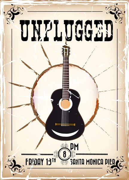 Affiche guitare vintage — Image vectorielle