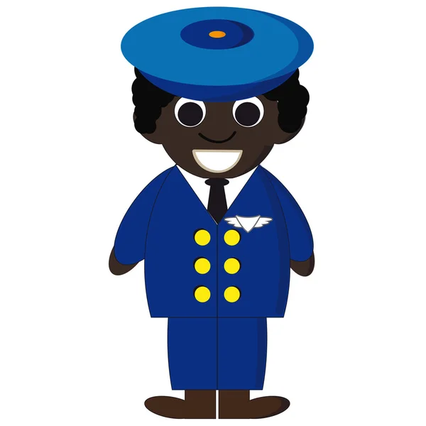 Piloto afroamericano — Vector de stock