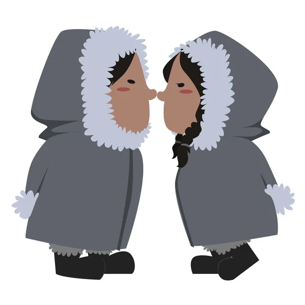 Eskimo coppia vettore — Vettoriale Stock