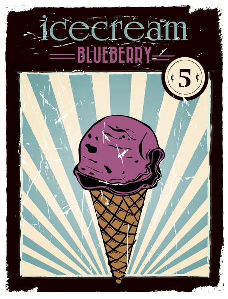 Blueberry ice cream — Stock Vector