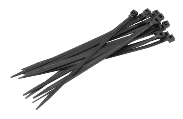 Corbatas de cable negro aisladas sobre fondo blanco — Foto de Stock