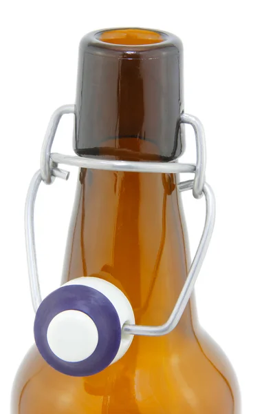 Open beer bottle on white background — Stock Photo, Image