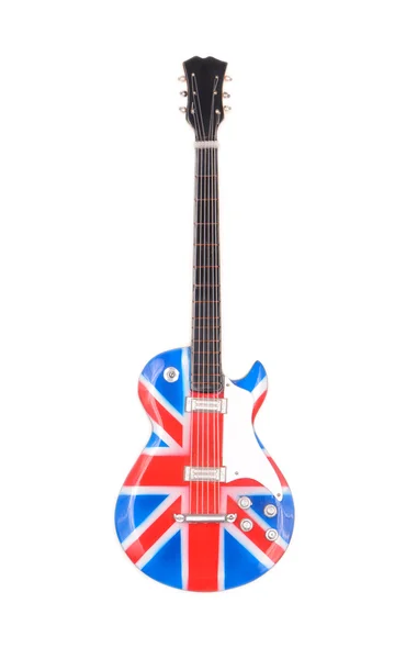 Beyaz arka plan üzerinde izole Britanya bayrağını gitar