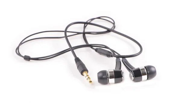 Black headphones isolated on white background Stock Photo