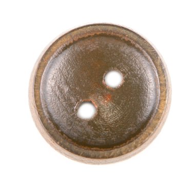 Beyaz arka plan üzerinde izole eski kahverengi düğme