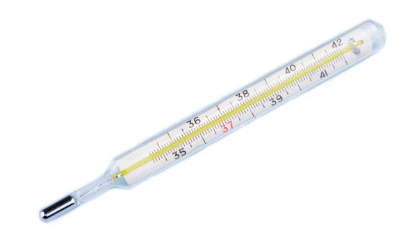 Glas kwik thermometer geïsoleerd — Stockfoto