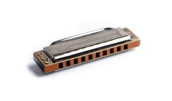 Mondharmonica geïsoleerd op witte achtergrond — Stockfoto