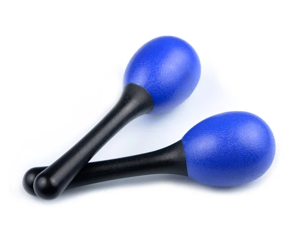 Maracas bleus isolés sur fond blanc — Photo