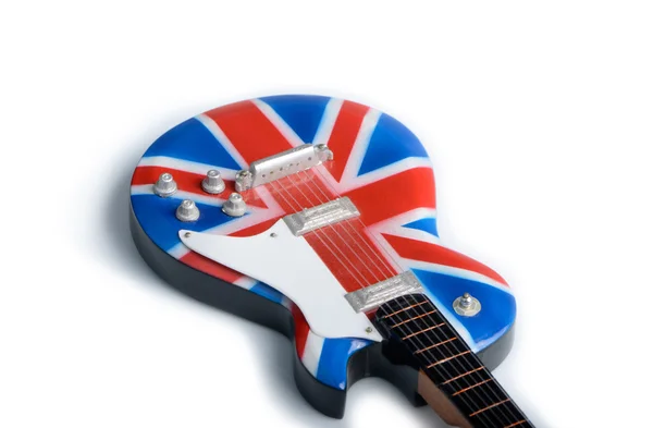 Guitarra bandera británica aislada sobre fondo blanco Imagen de archivo