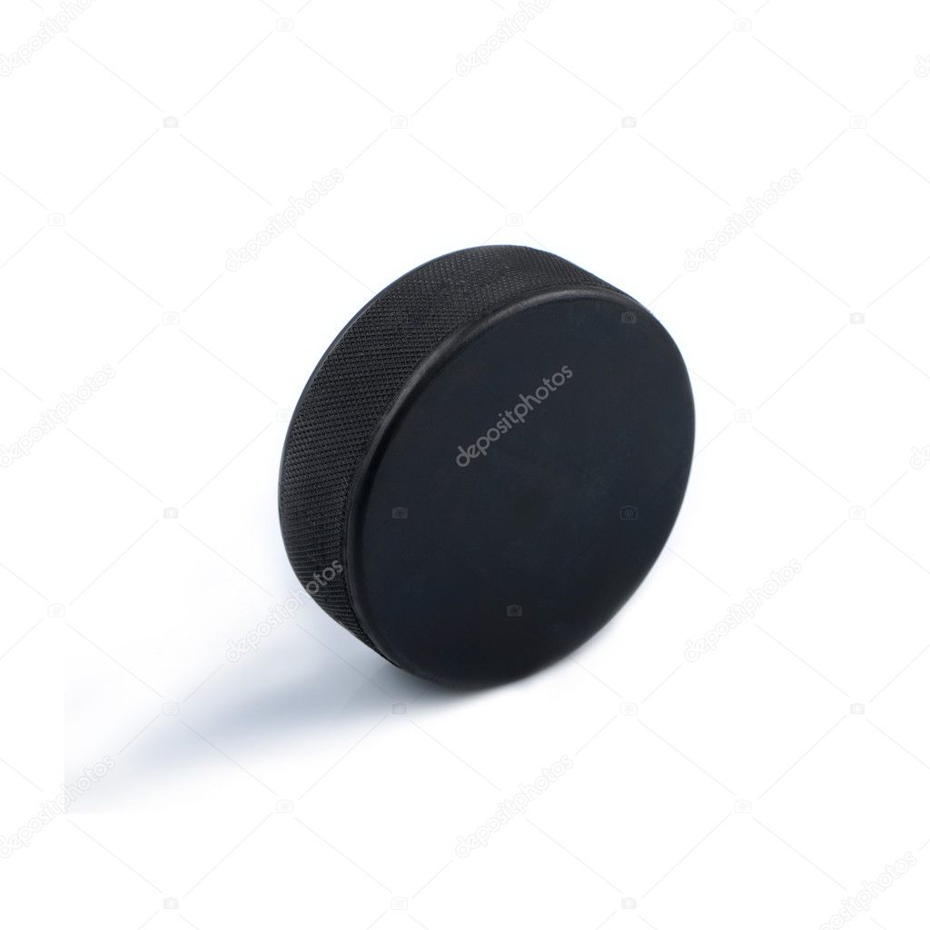 Hockey puck isolated on white background